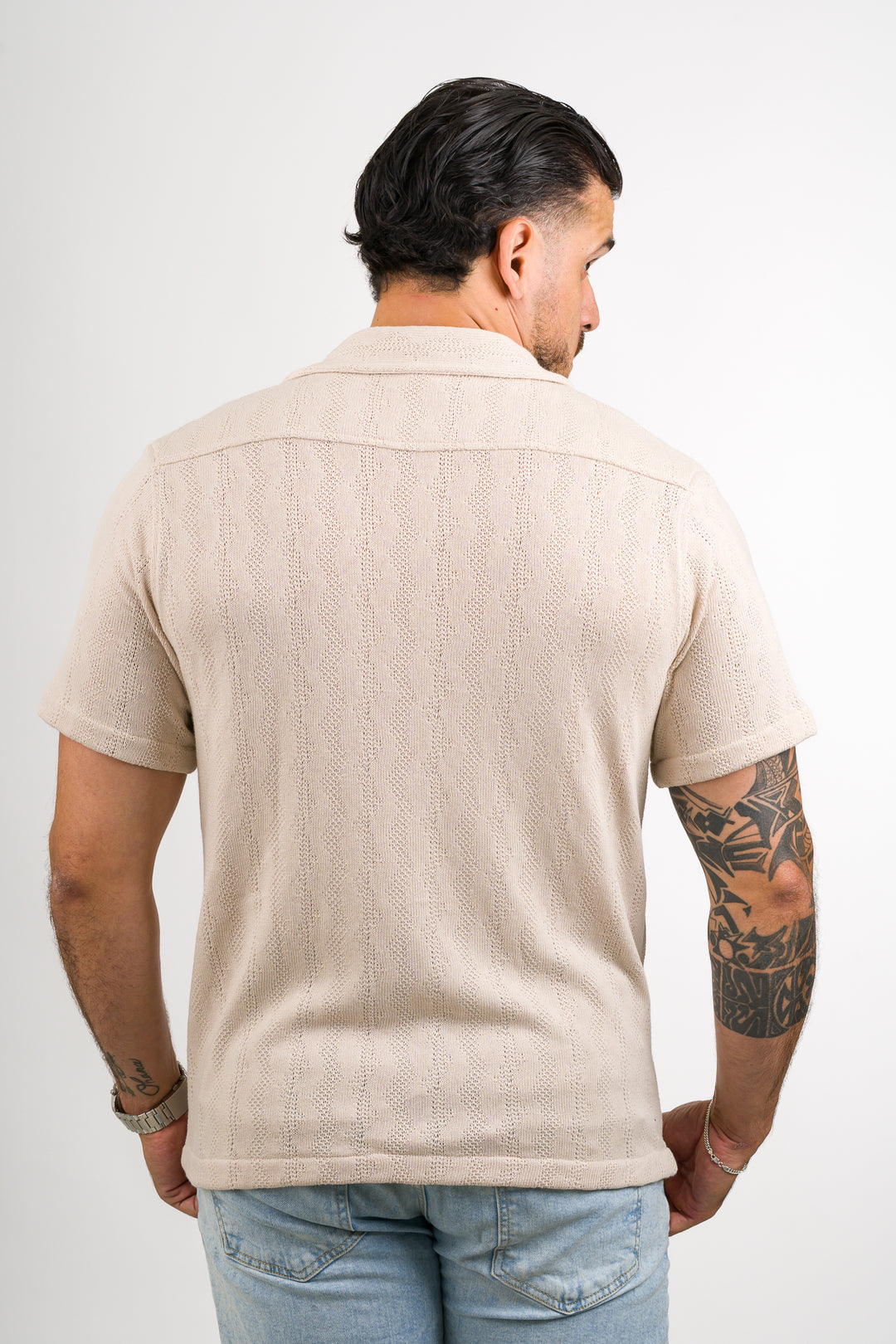 Camisa Over Tejida Mt Beige