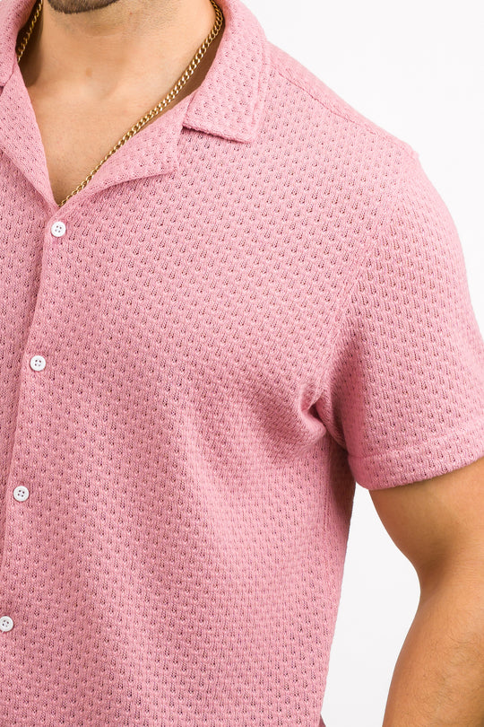 Camisa Over Tejida Mc Palo-Rosa