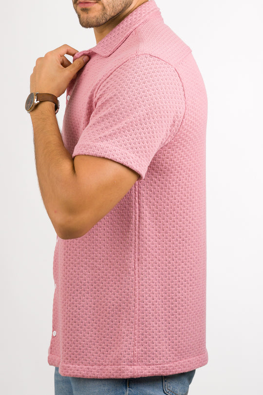 Camisa Over Tejida Mc Palo-Rosa