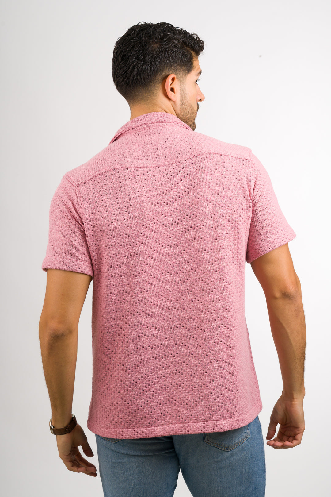Camisa Over Tejida Mc Palo-Rosa