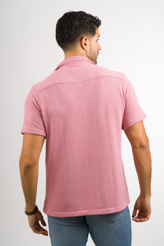 Camisa Over Tejida Mc Palo-Rosa