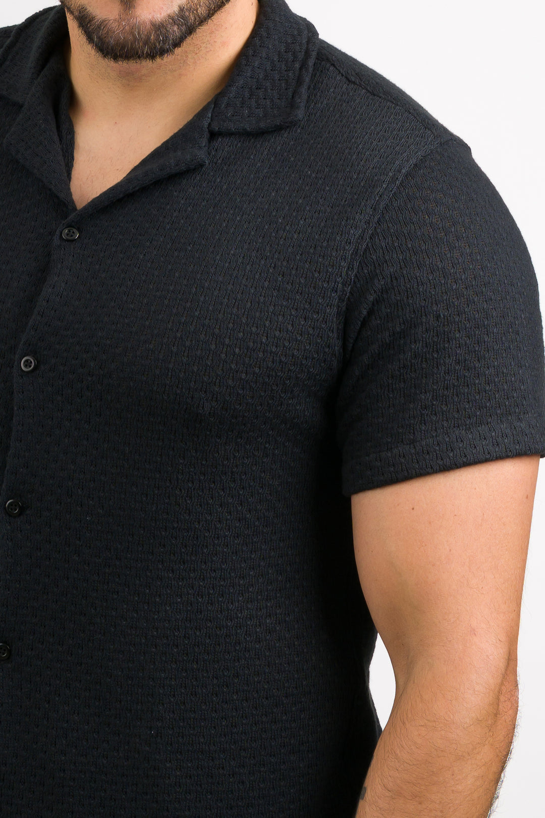 Camisa Over Tejida Mc Negra