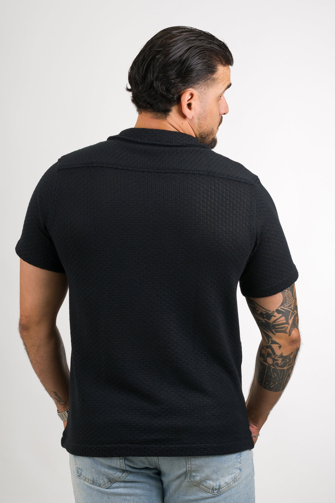 Camisa Over Tejida Mc Negra