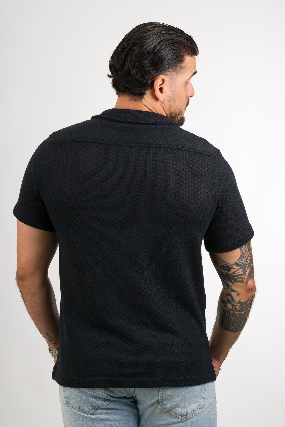 Camisa Over Tejida Mc Negra - Voszmen