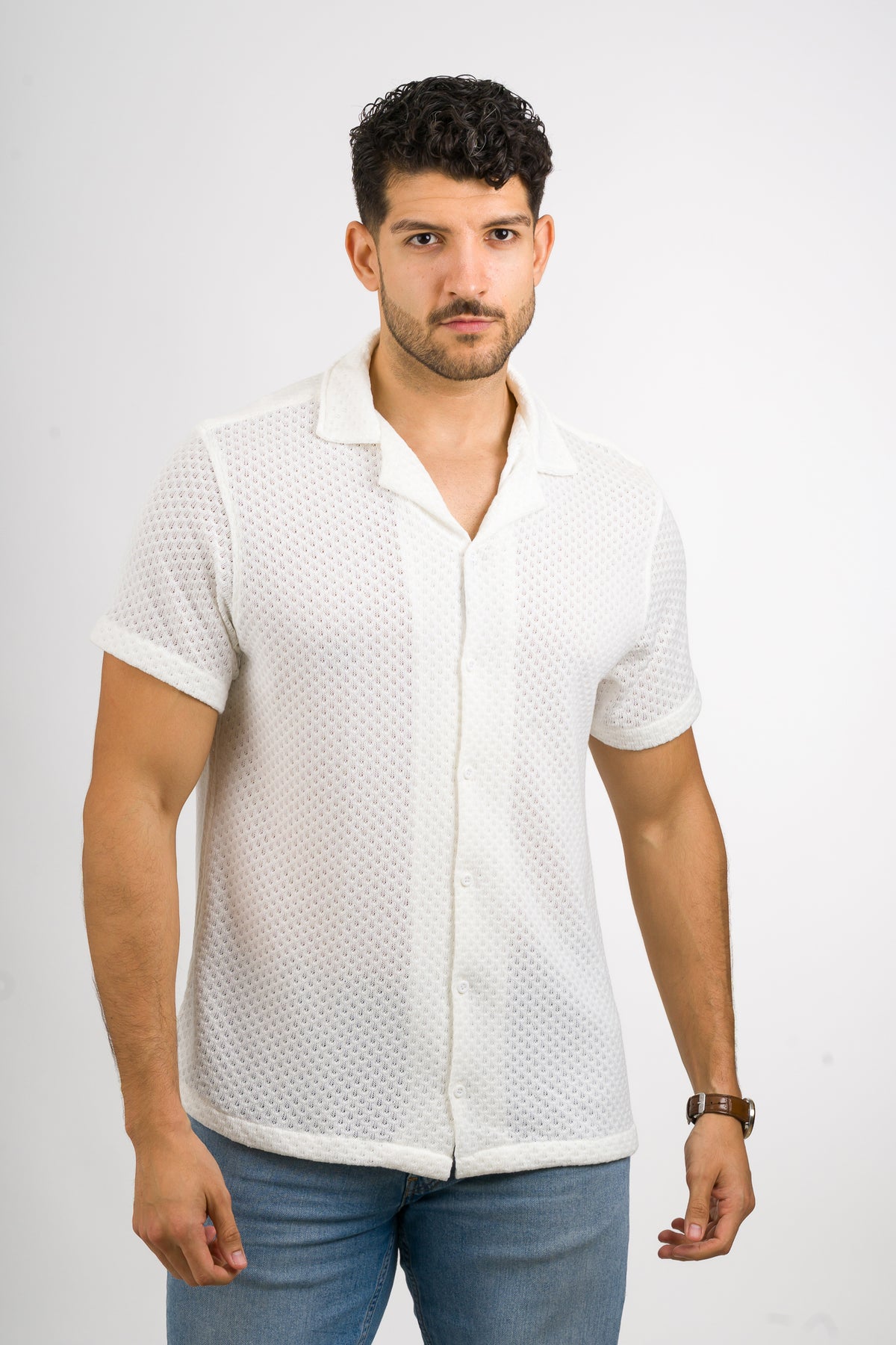 Camisa Over Tejida Mc Blanca - Voszmen