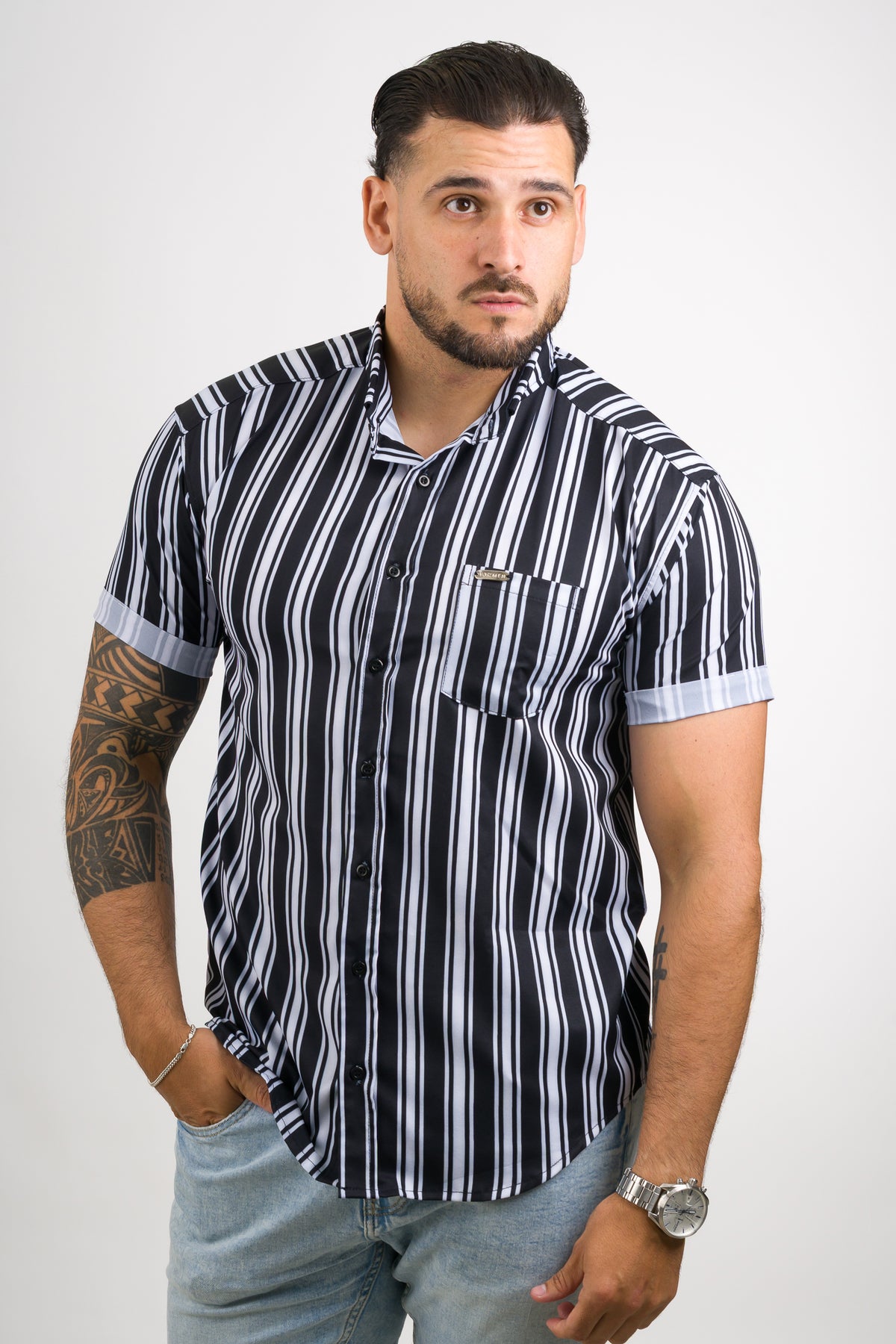 Camisa Button Black Lines - Voszmen