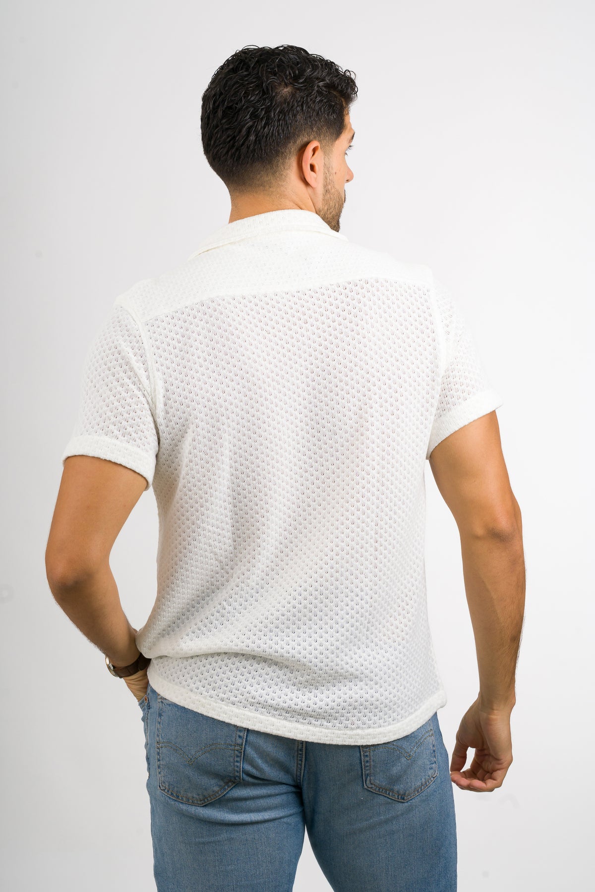 Camisa Over Tejida Mc Blanca - Voszmen