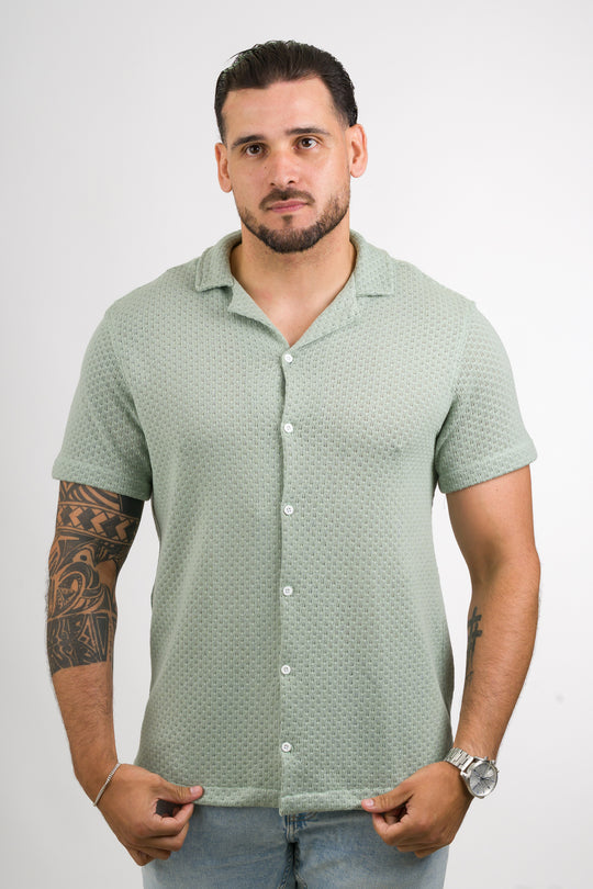 Camisa Over Tejida Mc Verde Pastel