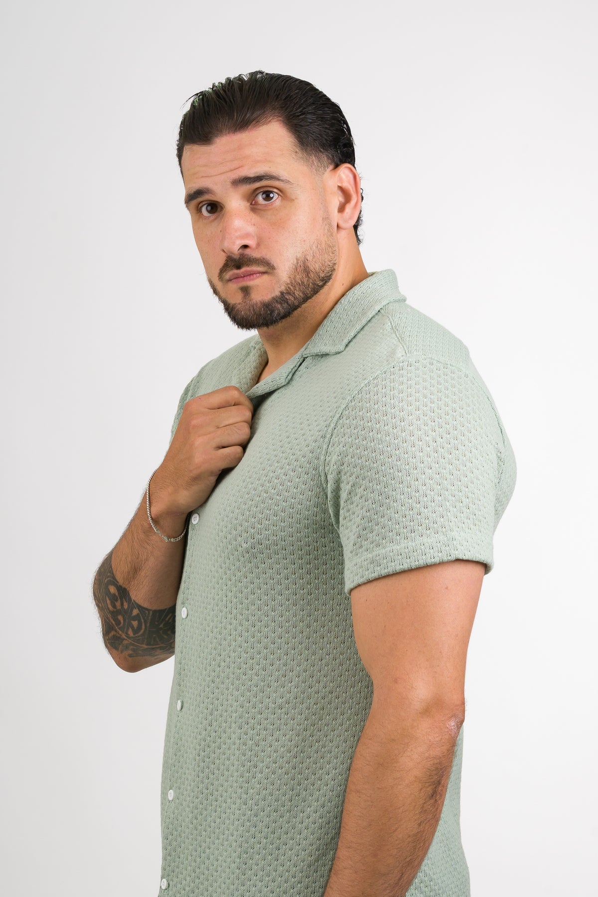 Camisa Over Tejida Mc Verde Pastel - Voszmen