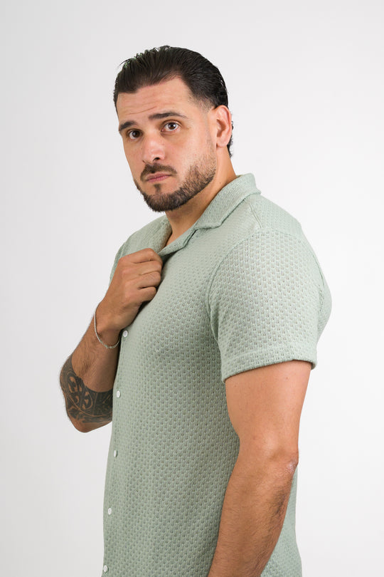 Camisa Over Tejida Mc Verde Pastel