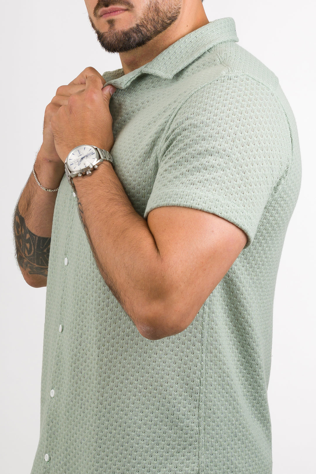 Camisa Over Tejida Mc Verde Pastel