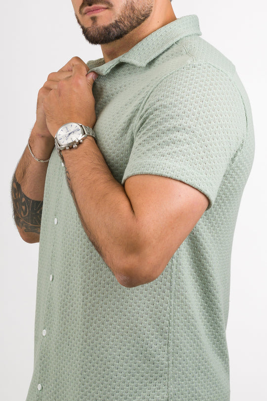 Camisa Over Tejida Mc Verde Pastel