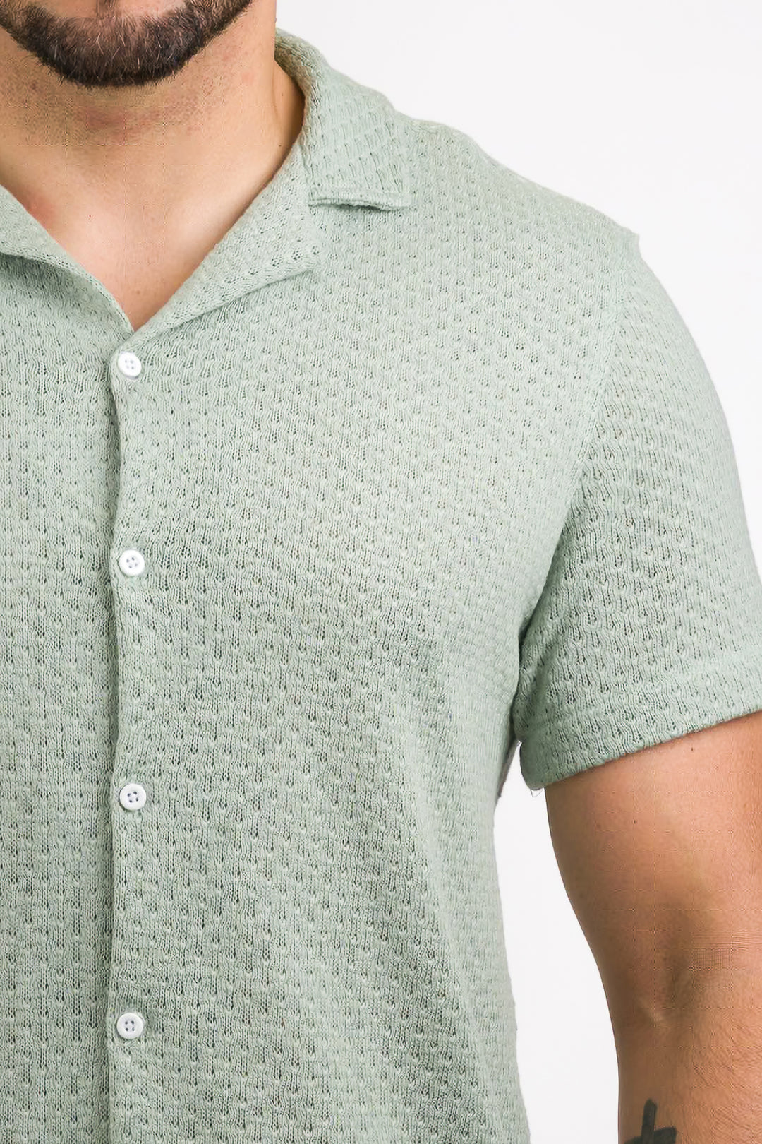 Camisa Over Tejida Mc Verde Pastel