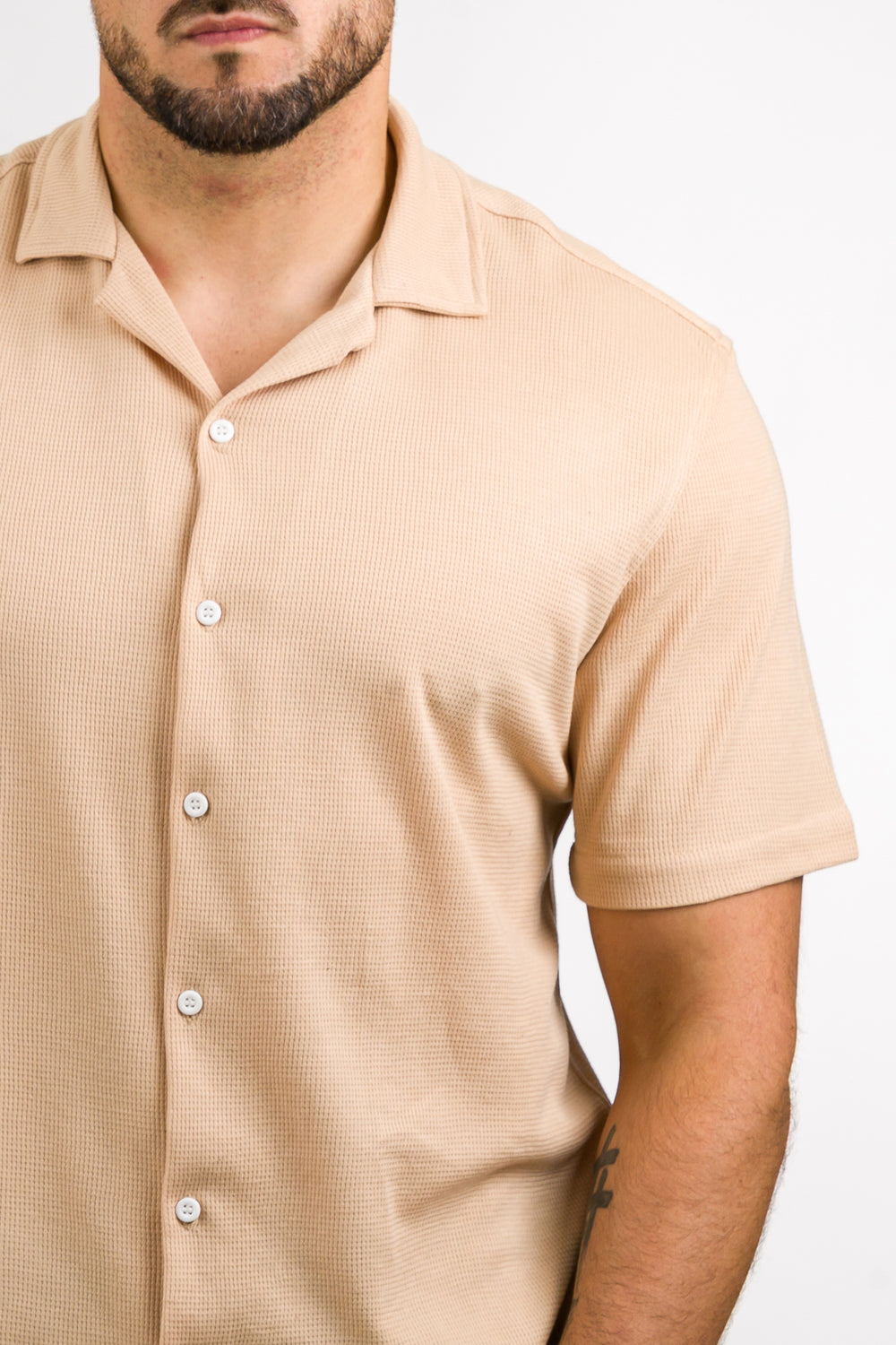 Camisa Text M Beige Claro