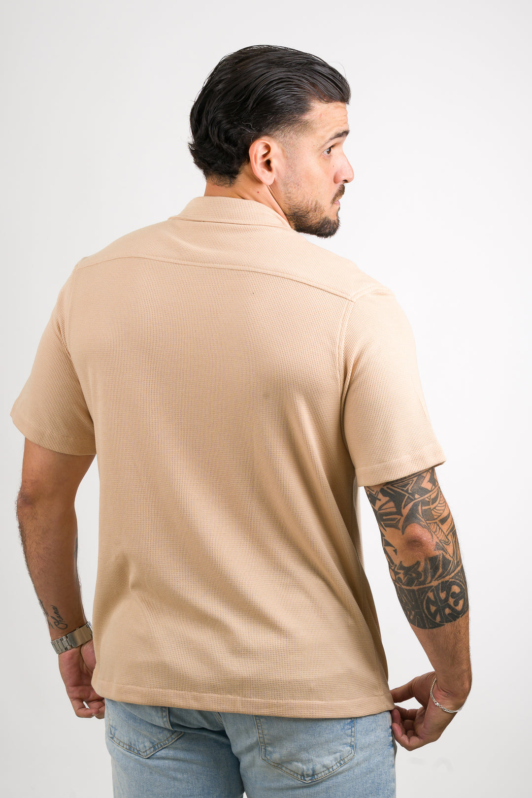 Camisa Text M Beige Claro