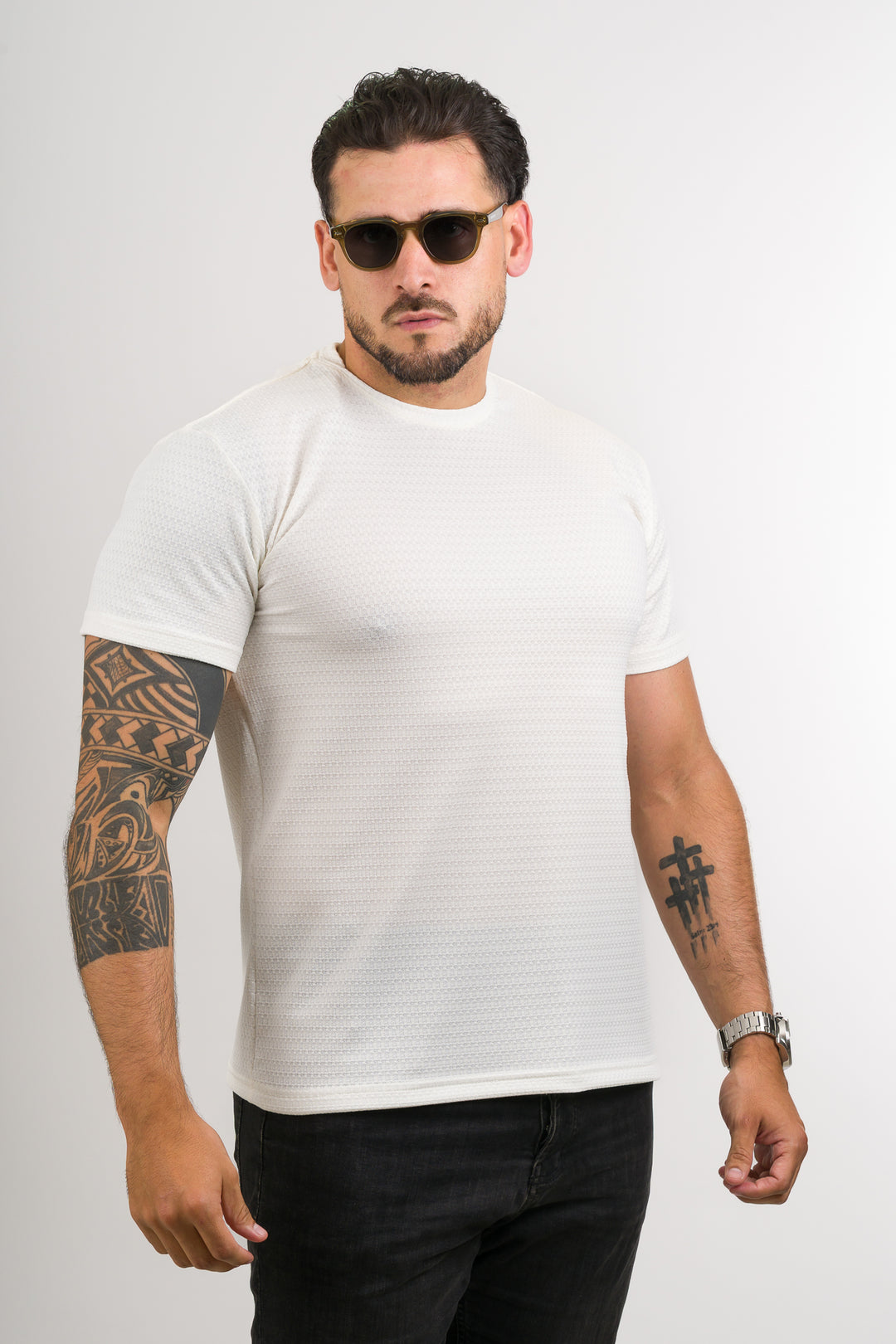 T-Shirt Text CR Blanco Hueso