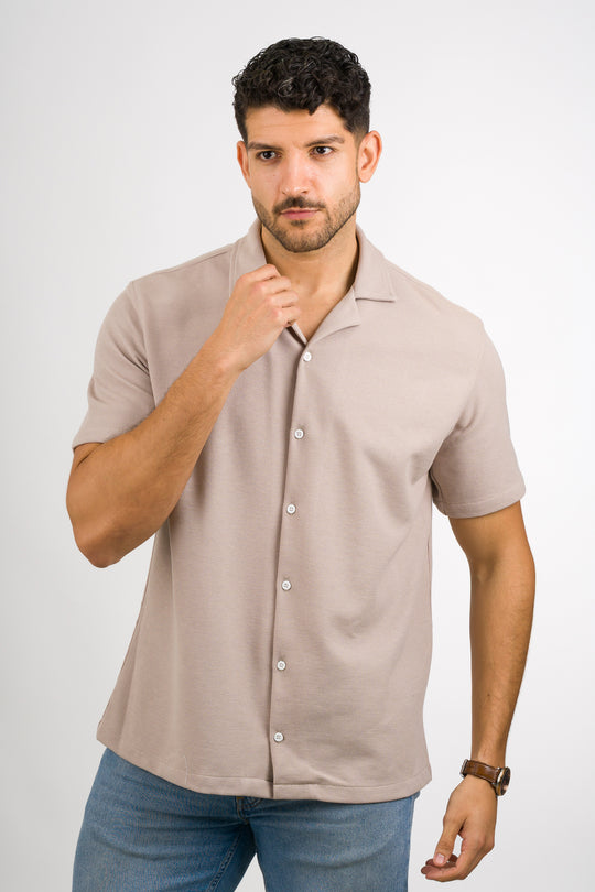 Camisa Text F Beige