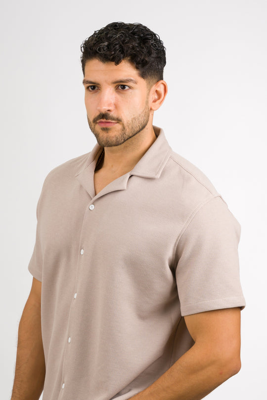 Camisa Text F Beige