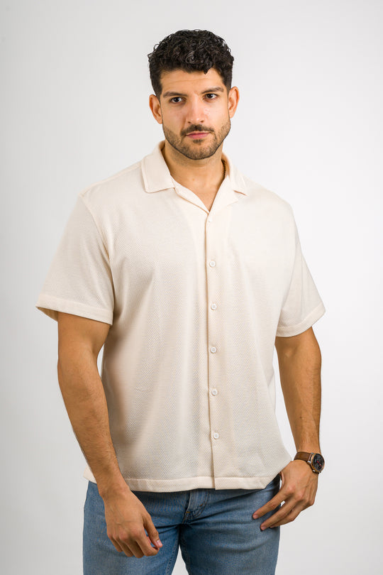 Camisa Text D Crema