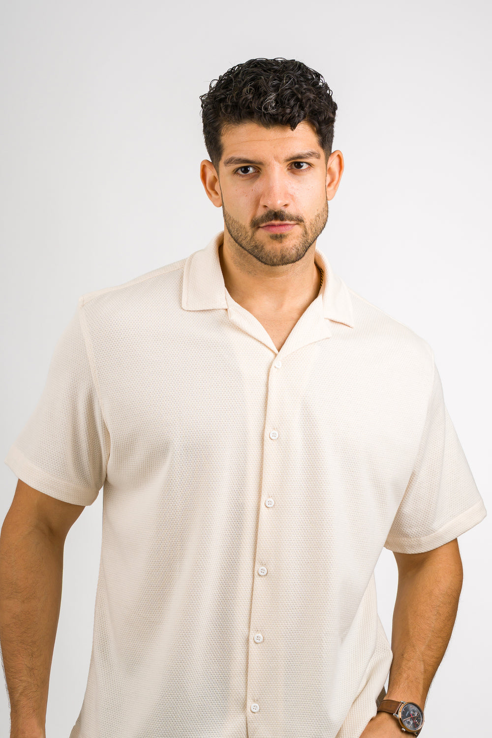 Camisa Text D Crema