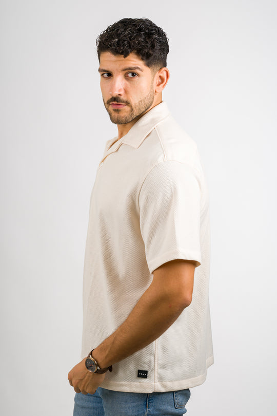 Camisa Text D Crema