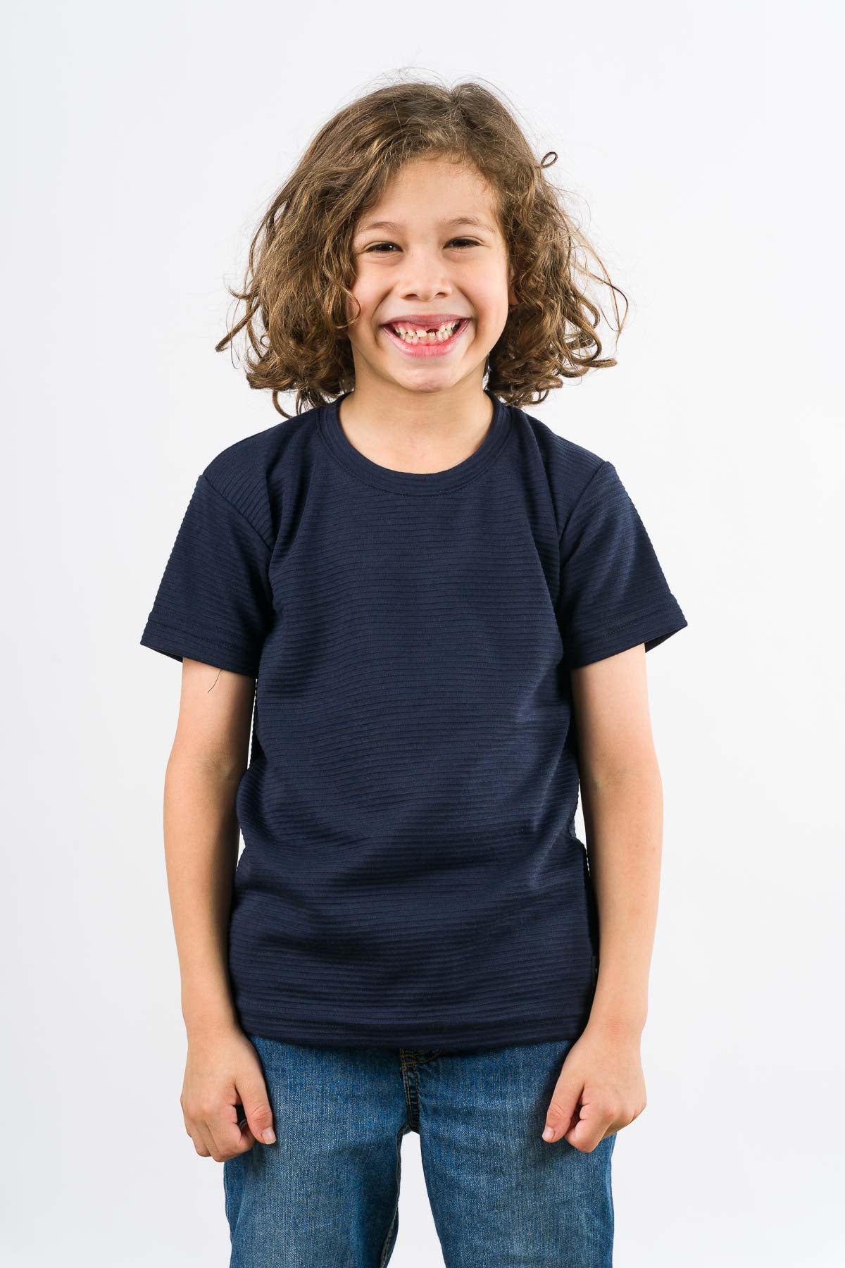 T-Shirt Text B Kid Azul Navy - Voszmen