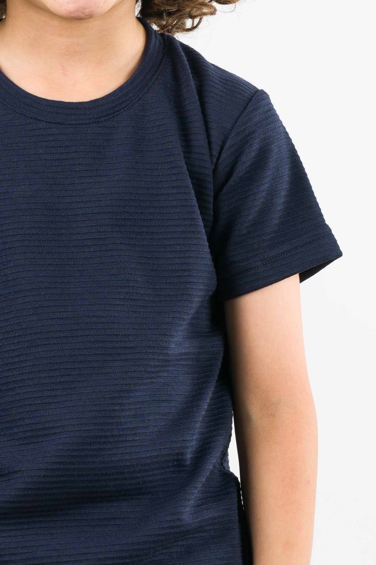 T-Shirt Text B Kid Azul Navy - Voszmen