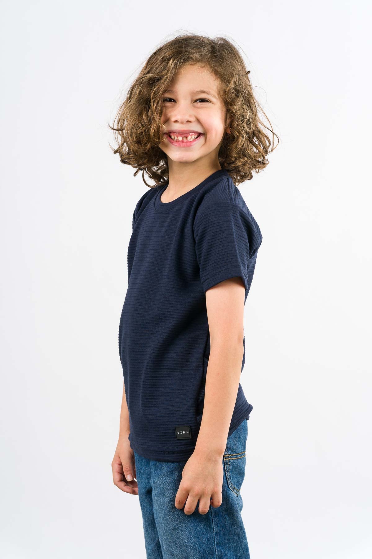 T-Shirt Text B Kid Azul Navy - Voszmen