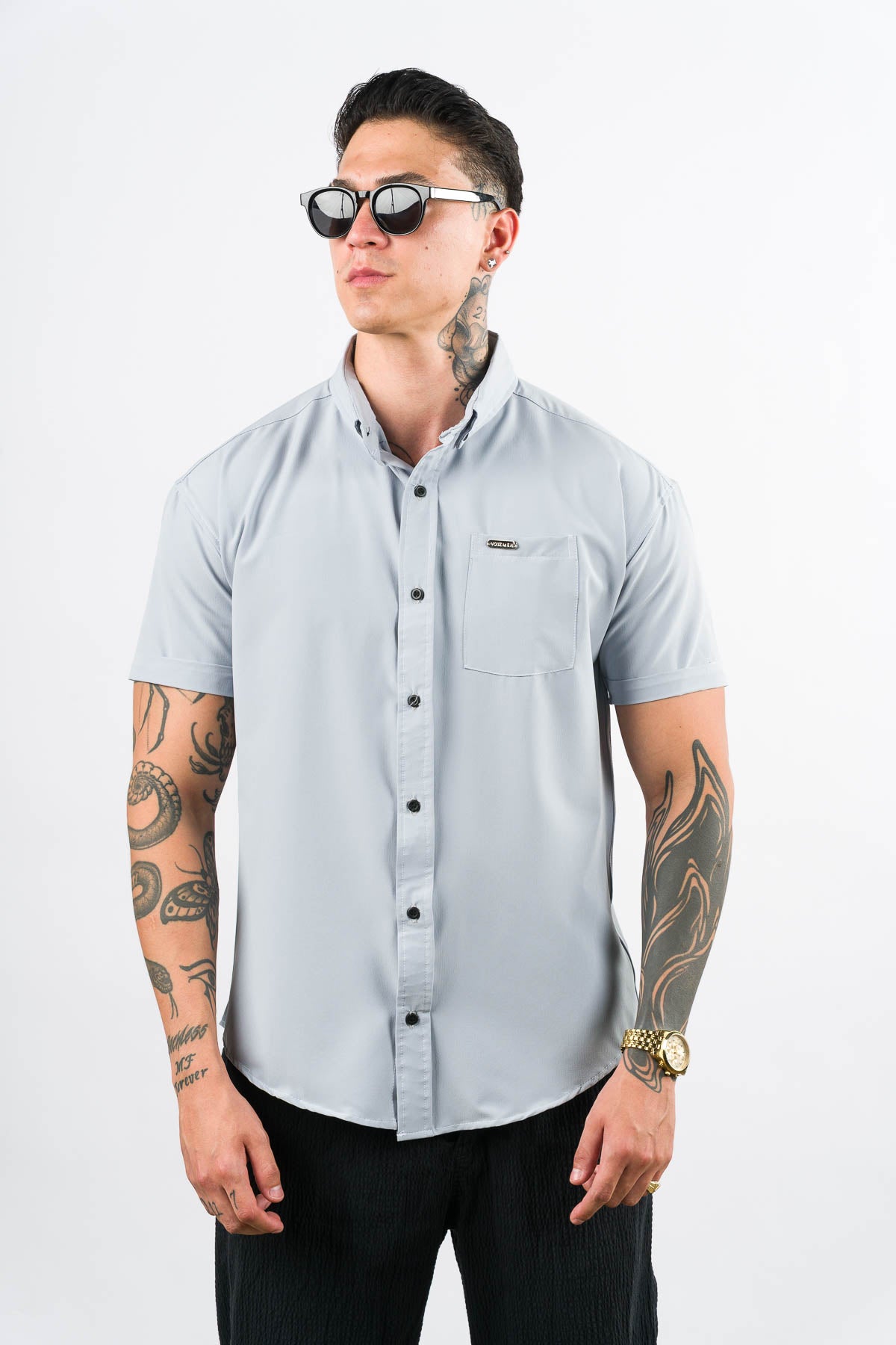 Camisa Button Triple Gris - Voszmen