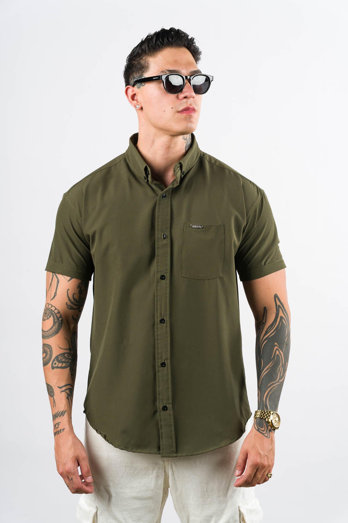 Camisa Button Triple Musg Green - Voszmen