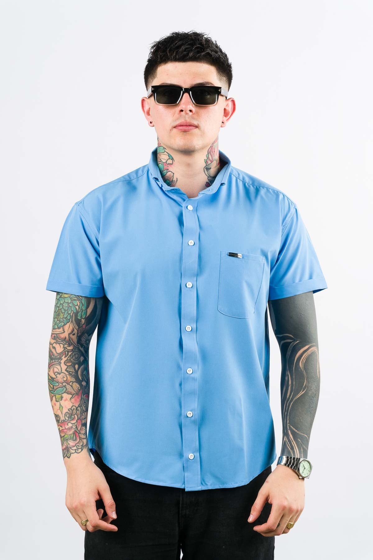 Camisa Button Triple Celeste - Voszmen