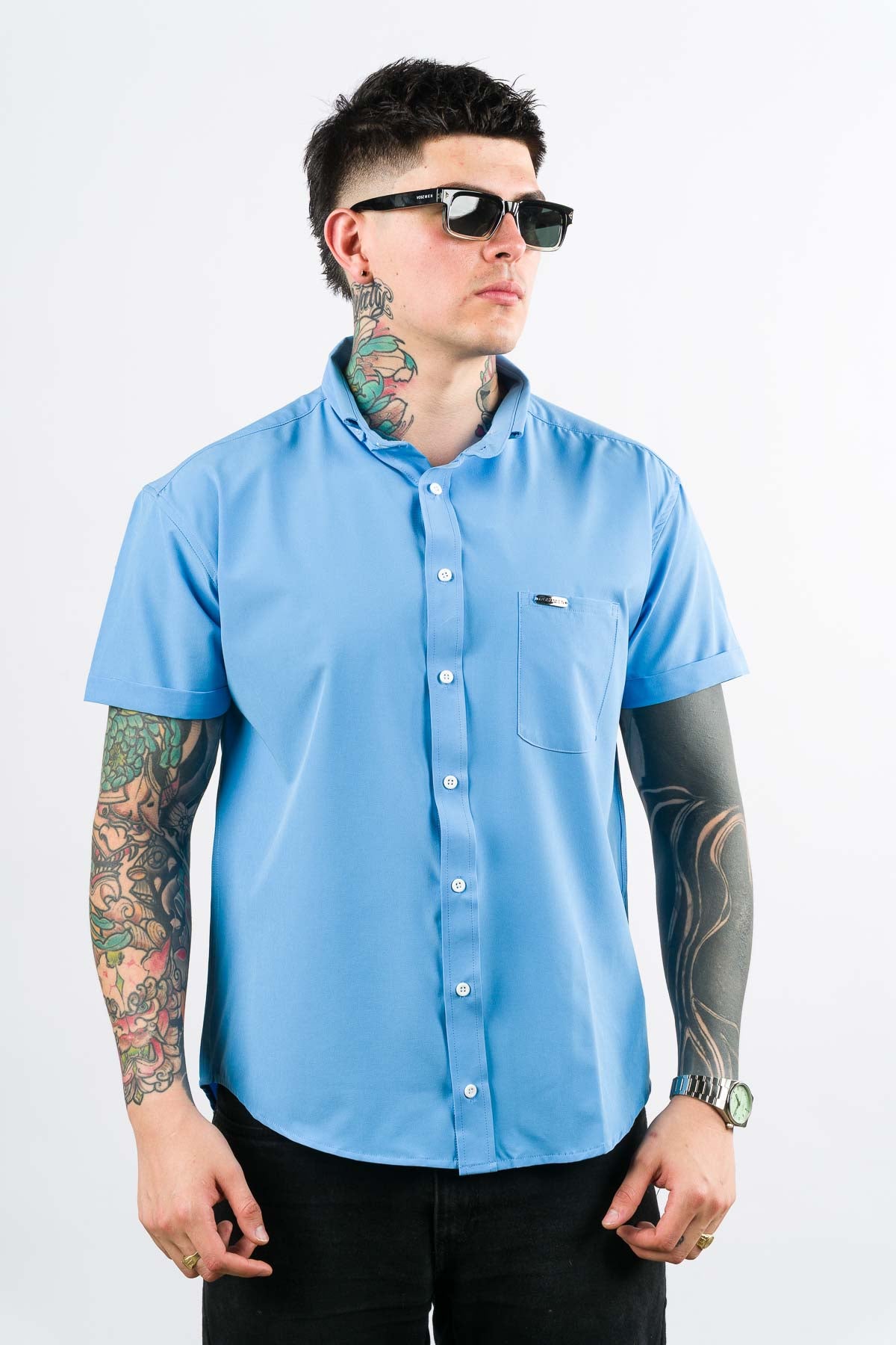 Camisa Button Triple Celeste - Voszmen
