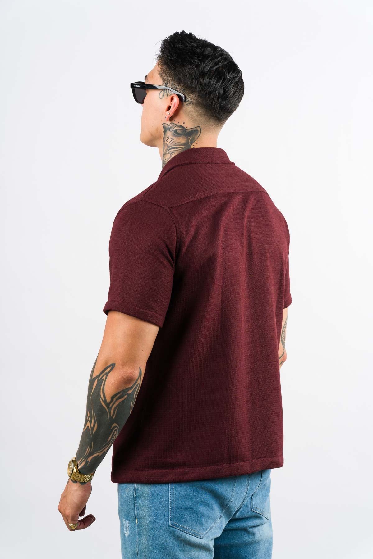 Camisa Over Tejida LN Vino - Voszmen