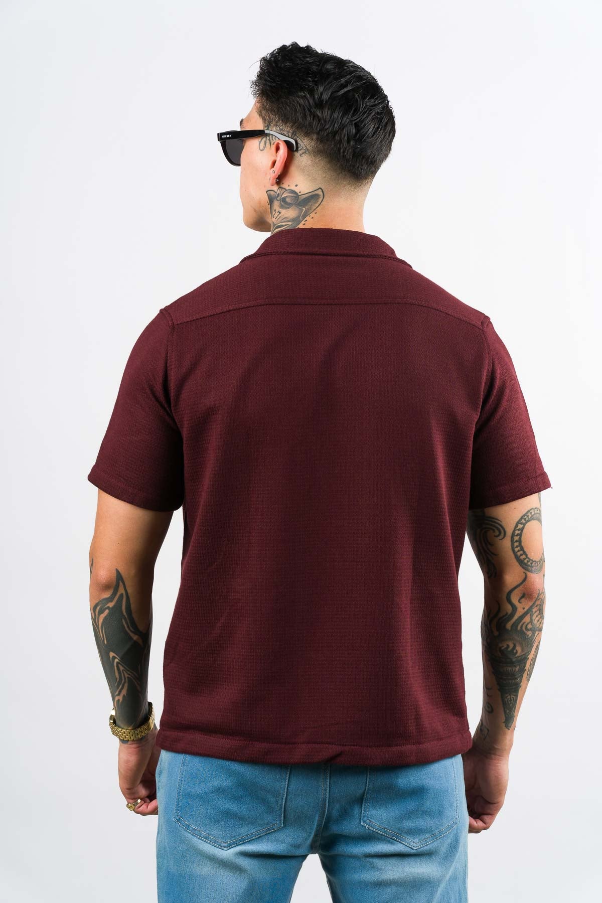 Camisa Over Tejida LN Vino - Voszmen