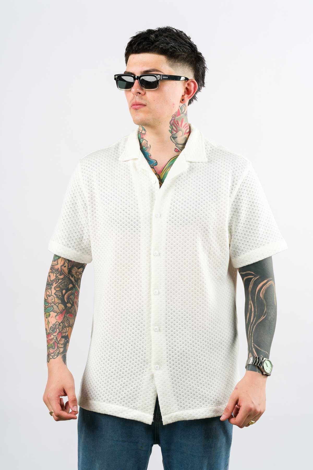 Camisa Over Tejida Mc Blanca - Voszmen