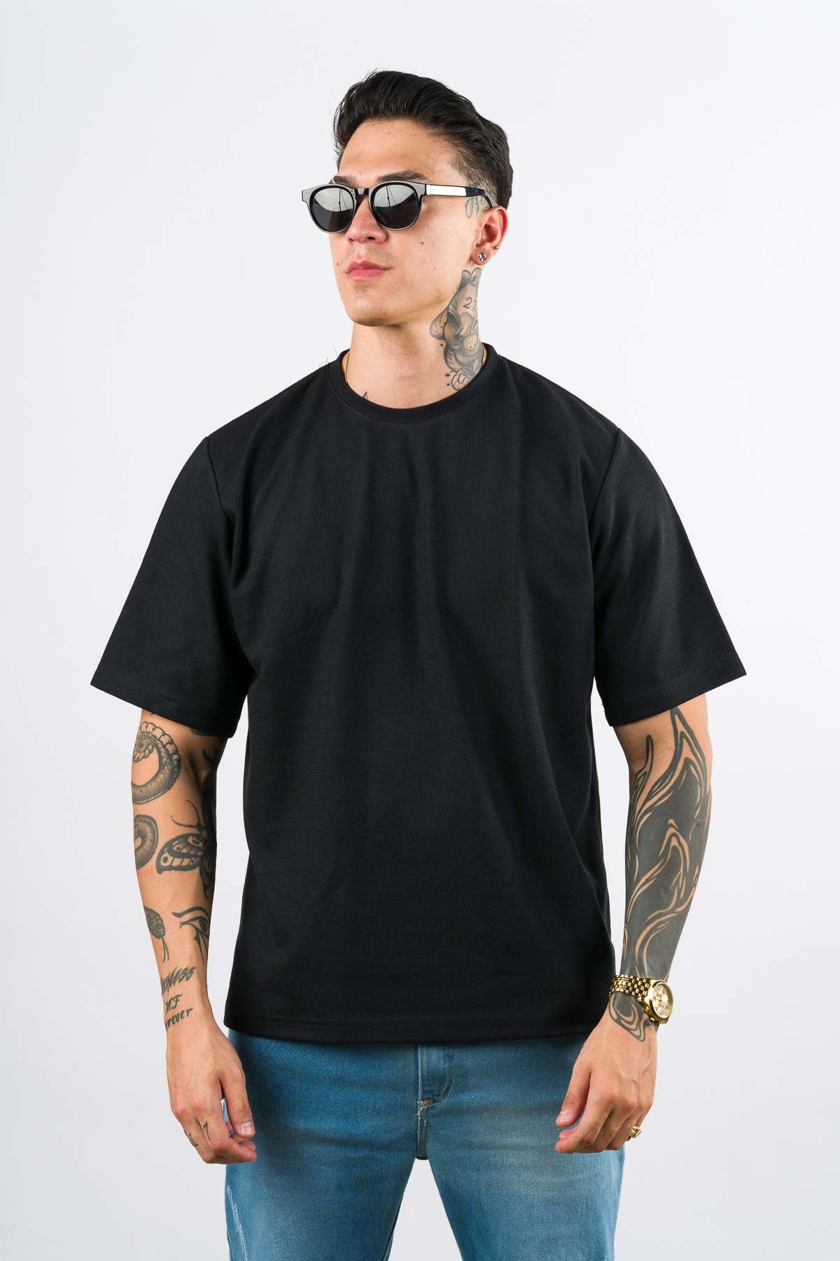 T Shirt Over Text F Negro - Voszmen