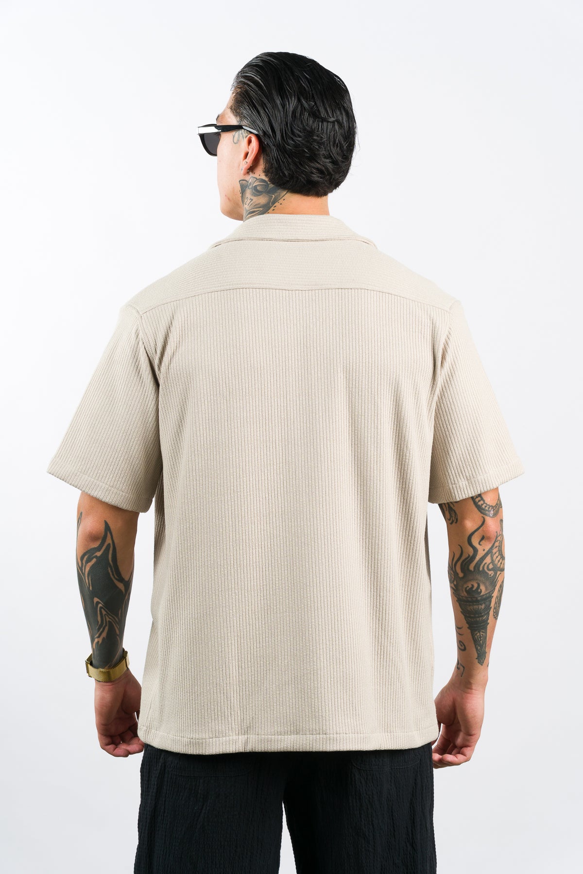 Camisa Over Tejida W Beige - Voszmen