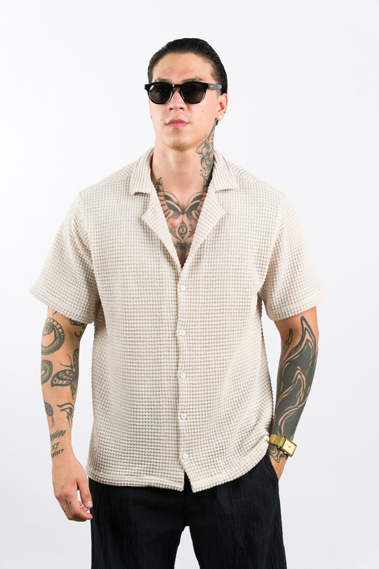 Camisa Text Ma Beige