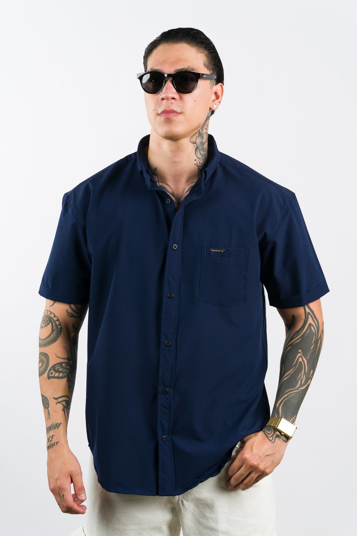 Camisa Button Triple Azul Navy