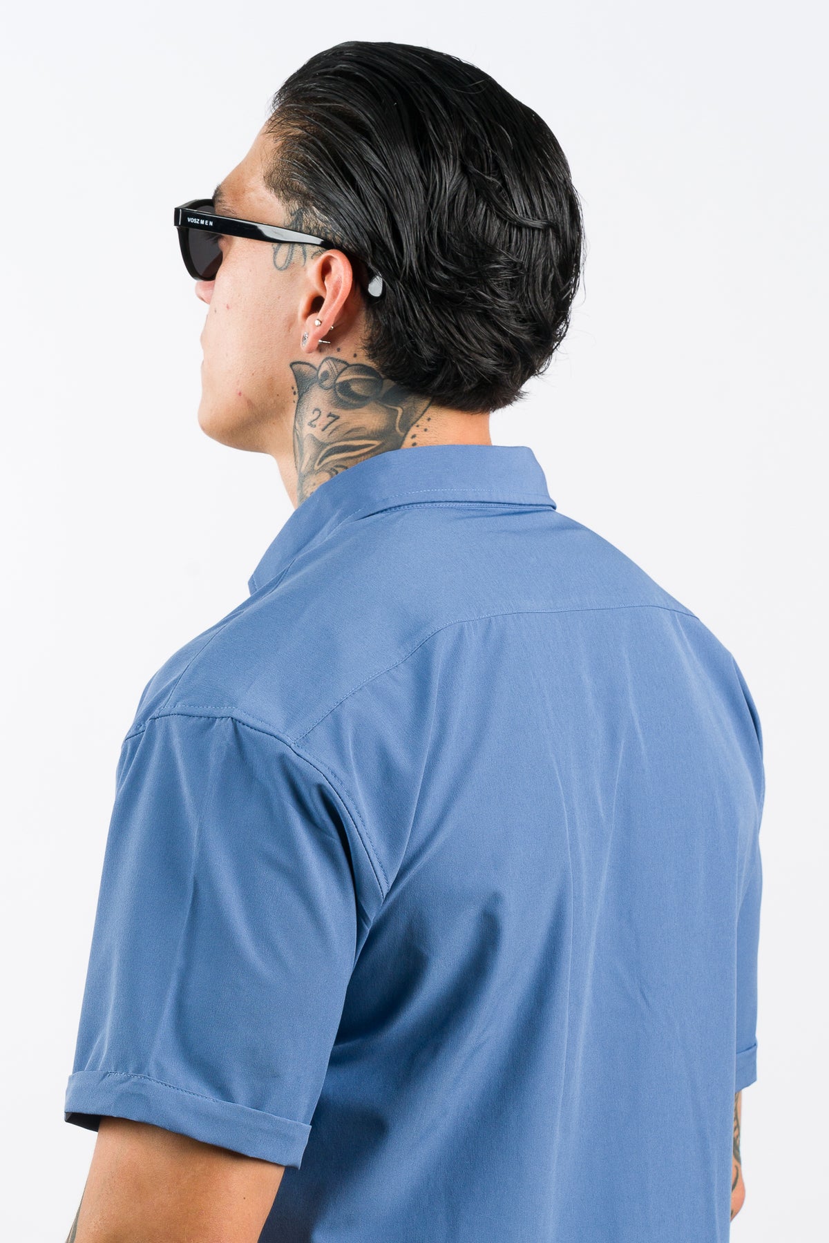 Camisa Button Triple Azul Pastel