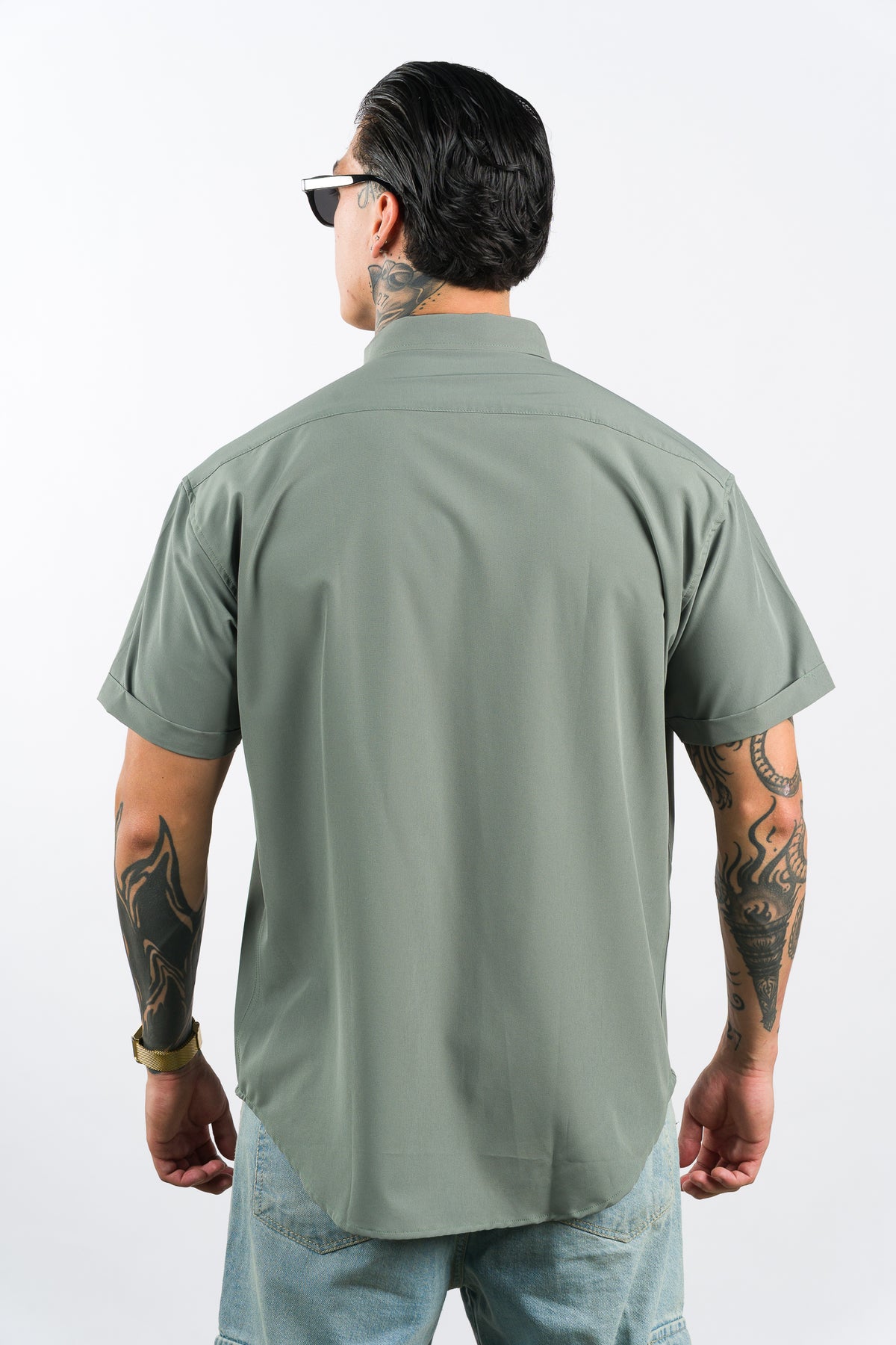Camisa Button Triple Verde Olivo