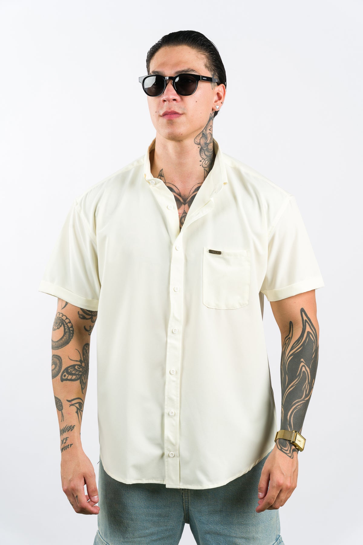 Camisa Button Triple Crema - Voszmen