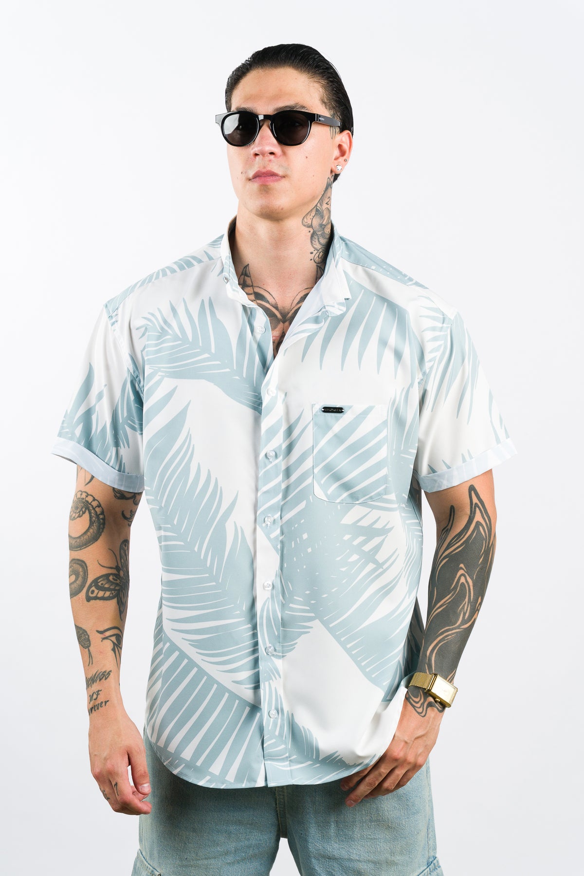Camisa Button Mint Palm