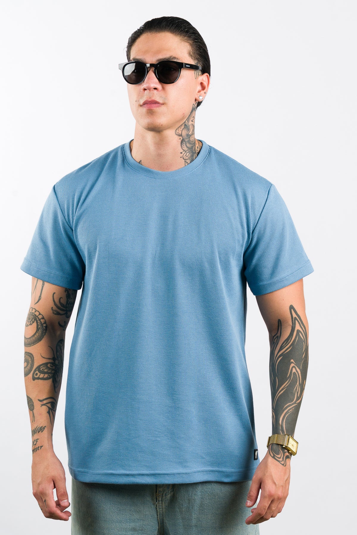 T-Shirt Text M Gray Blue