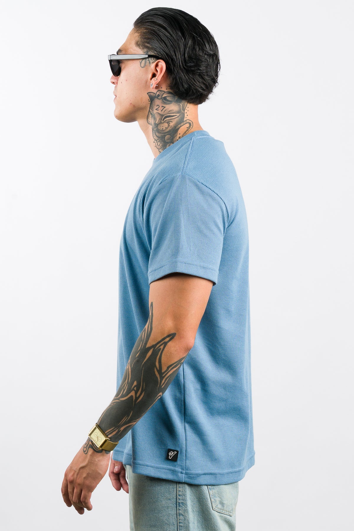 T-Shirt Text M Gray Blue - Voszmen
