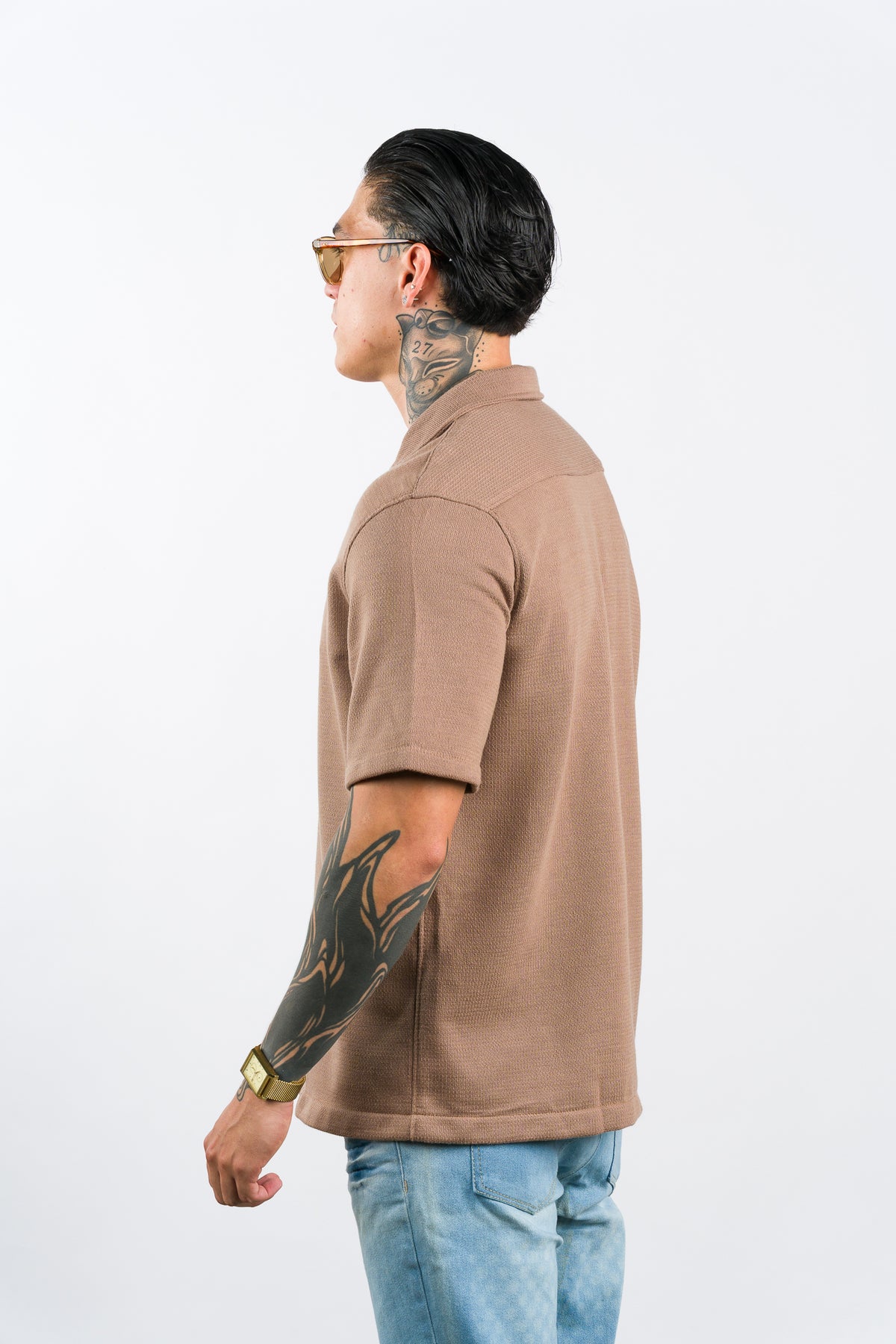 Camisa Over Tejida LN Café