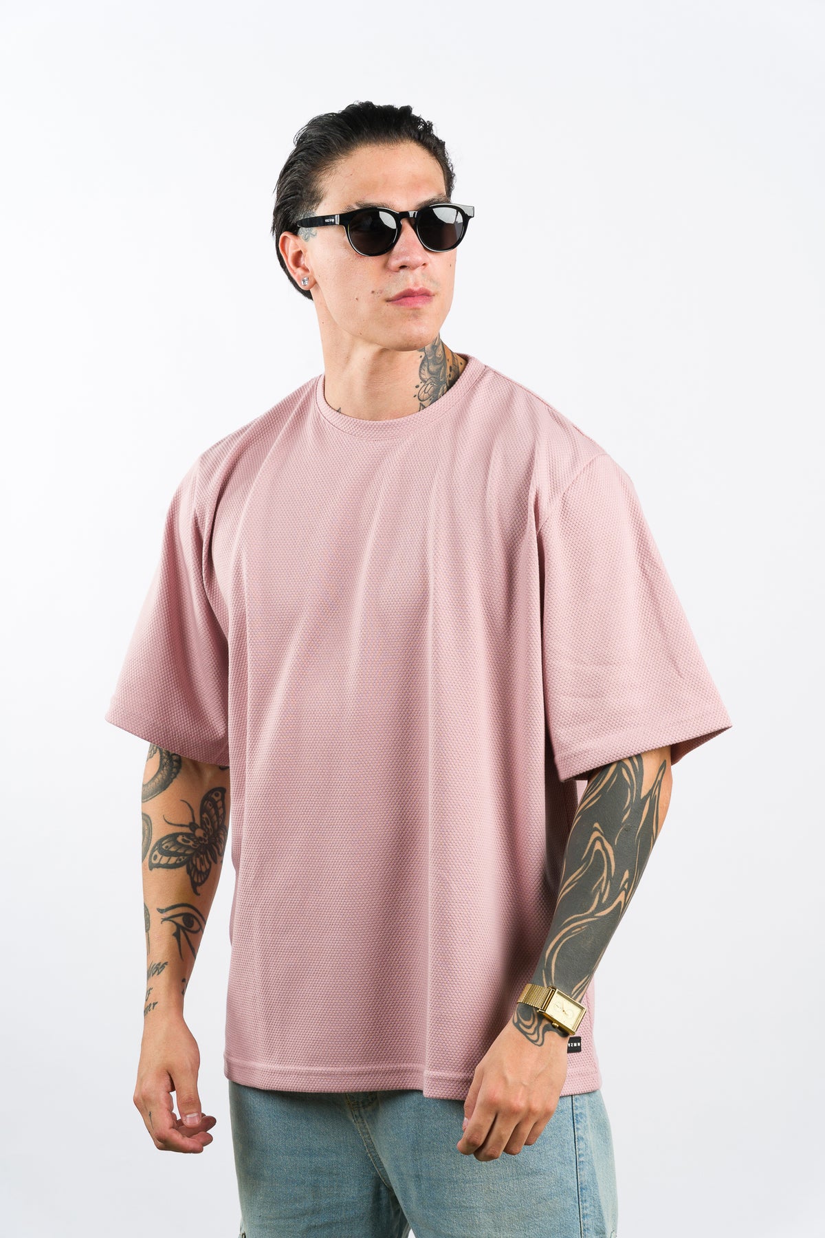 T-Shirt Over Text D palo rosa