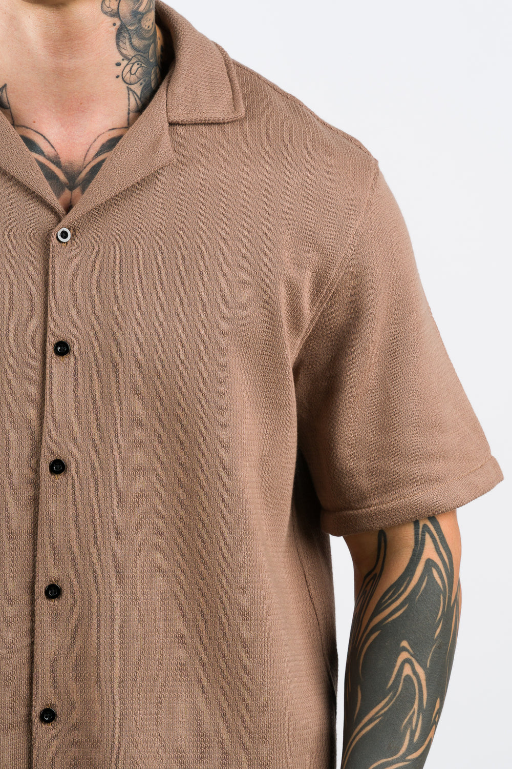 Camisa Over Tejida LN Café
