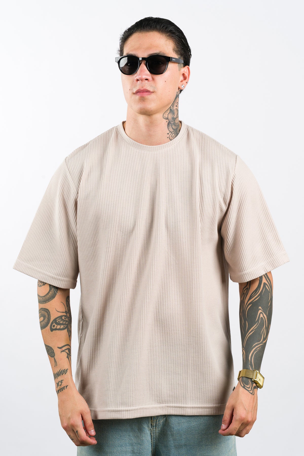 T-Shirt Over Text Q Beige - Voszmen