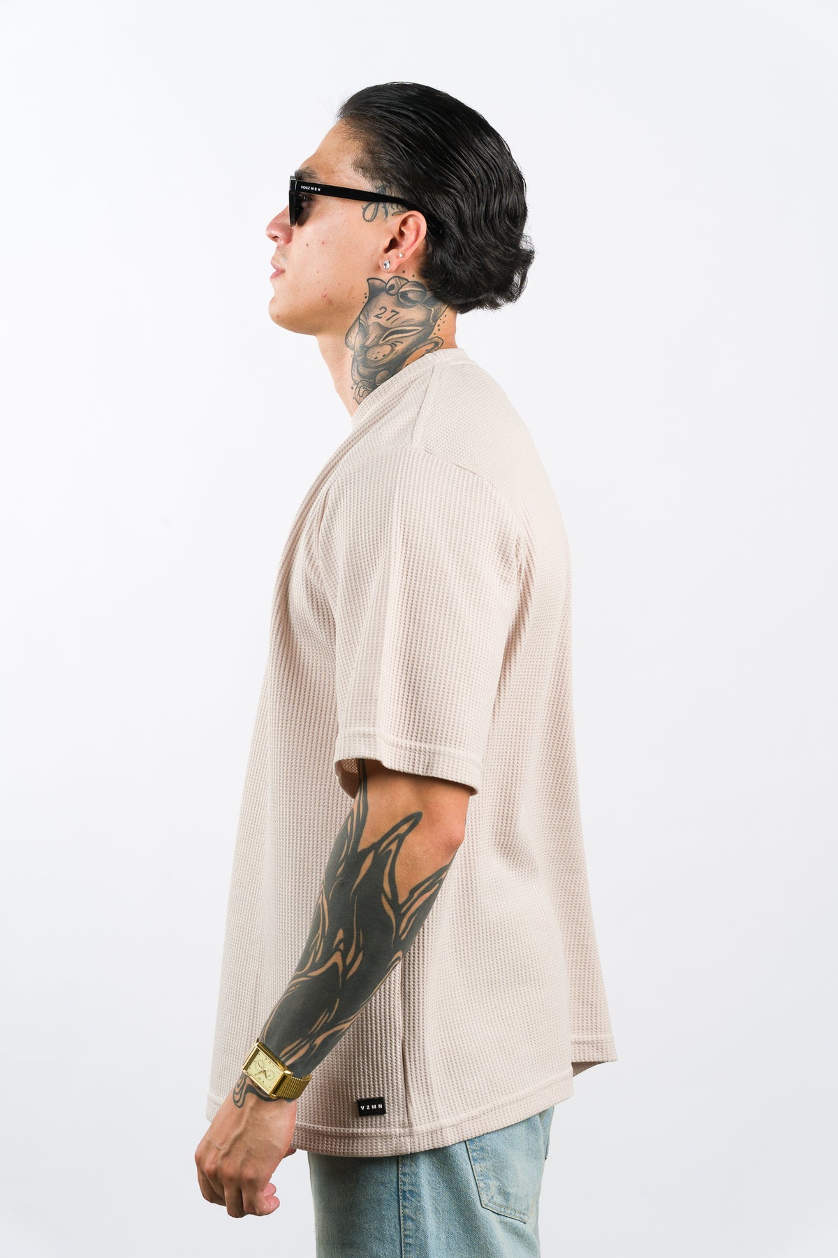 T-Shirt Over Text Q Beige - Voszmen